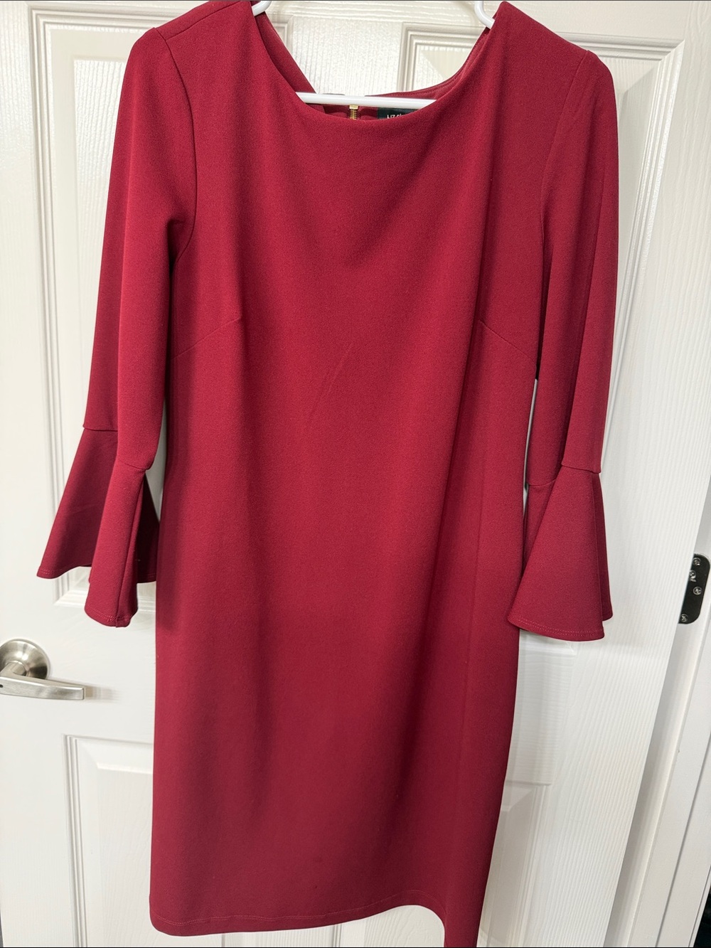 Liz Claiborne Maroon Long-Sleeve Bell Cuff Sheath Dress